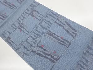 ふくれ織横段に抽象模様織出し名古屋帯